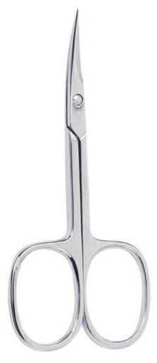 Chromeplated manicure cuticle scissors, curved tip