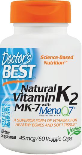 Natural vitamin K2 MK7 with menaQ7 45 mcg 60 vcaps