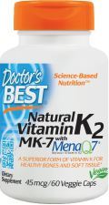 Natural vitamin K2 MK7 with menaQ7 45 mcg 60 vcaps