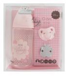 Set Bottle + Pacifier + Pink Brooch