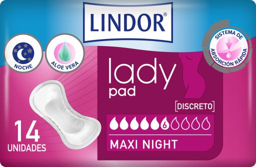 Lady Pad Maxi Night 6 Drops 14 Units