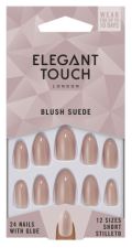 Short False Nails Stiletto Blush Suede 24 pcs