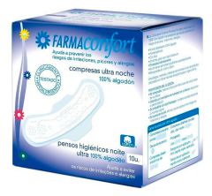 Ultra-thin Cotton Night Pads with Wings, 10 Count