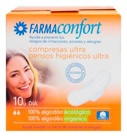 Farmaconfort Ultra-thin Cotton Day Pads with Wings, 10 Count