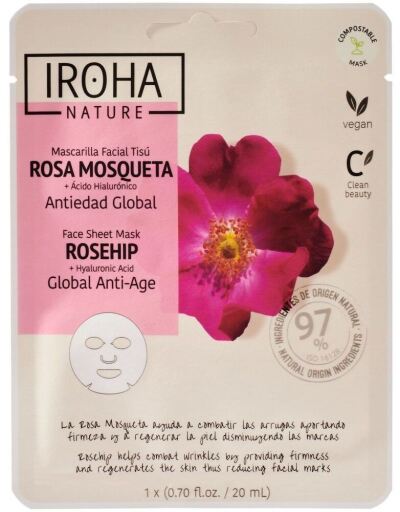 Iroha Rosehip Facial Tissue Mask 1 Unit
